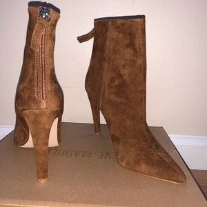 Brown suede booties from Steve Madden